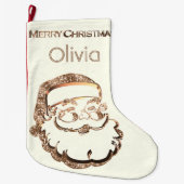 Cute Santa Claus Elegant Gold Ivory White Grote Kerstsok (Voorkant)