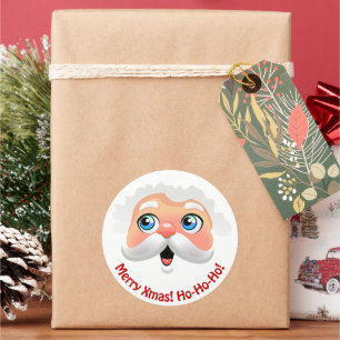 Cute Santa Claus Face Cartoon Ronde Sticker