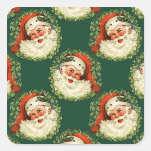 Cute Santa Claus Happy Face Kerstmis Vierkante Sticker
