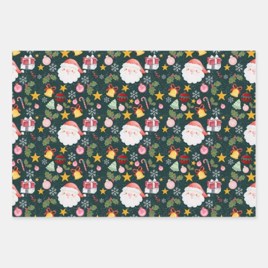 Cute Santa Claus Holiday Seamless Pattern Inpakpapier Vel (Voorkant 3)