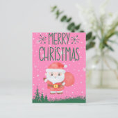 Cute Santa Claus kerstroze Briefkaart (Staand voorkant)