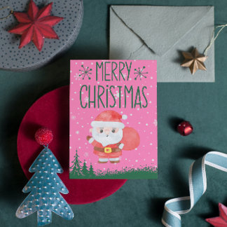 Cute Santa Claus kerstroze Briefkaart