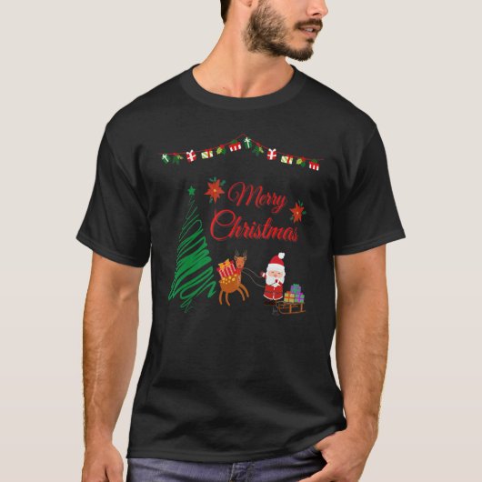 Cute Santa Claus Merry Christmas T-shirt (Voorkant)