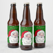 Cute Santa Claus Merry kerstcadeau Label Wijnlab Bier Etiket (Flessen)