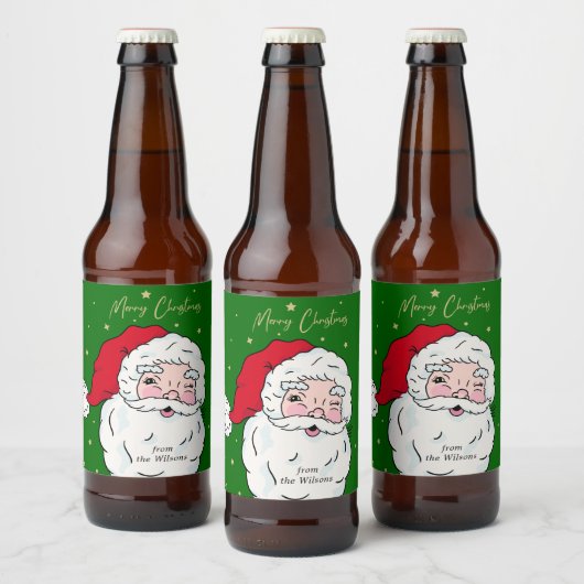 Cute Santa Claus Merry kerstcadeau Label Wijnlab Bier Etiket (Flessen)