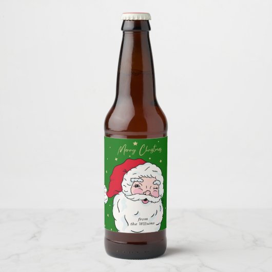 Cute Santa Claus Merry kerstcadeau Label Wijnlab Bier Etiket (Voorkant)