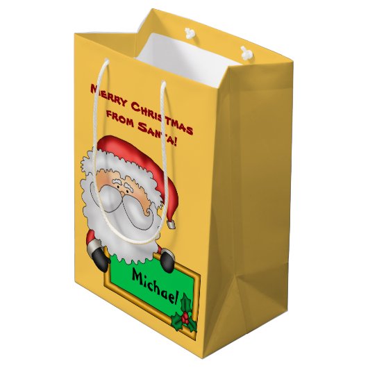 Cute Santa Claus Persoonlijk Medium Cadeauzakje (Achterkant Gekanteld)