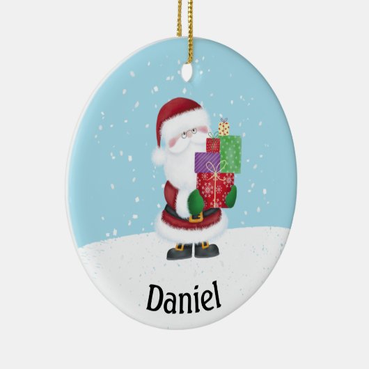 Cute Santa Claus Persoonlijke Kerstmis Keramisch Ornament (Rechts)