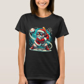 Cute Santa Claus Playing Baseball Boys Kids Teens T-shirt (Voorkant)