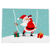 Cute Santa Claus plays golf illustration Groot Cadeauzakje (Achterkant)