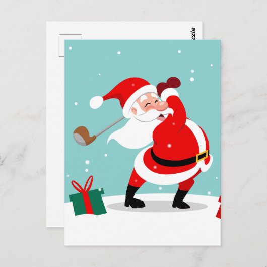 Cute Santa Claus speelt golfillustratie Briefkaart (Voorkant / Achterkant)