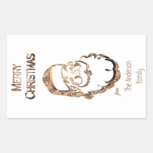 Cute Santa Claus Vader Kerstkerst Elegant Gold Rechthoekige Sticker