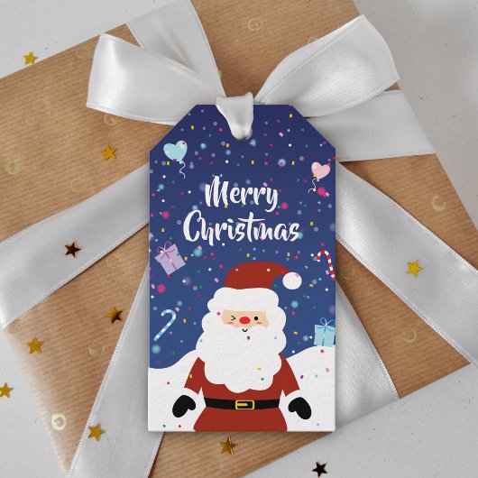 Cute Santa Claus Winter Wonderland Merry Kerstry Cadeaulabel