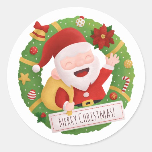 Cute Santa Claus Xmas Wreator Decor Sticker (Voorkant)