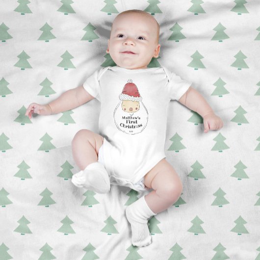 Cute Santa Custom Baby's First Kerstman Baby Bod Romper