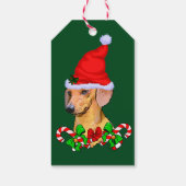 Cute Santa Dachshund-kerstcadeaus Cadeaulabel (Achterkant)