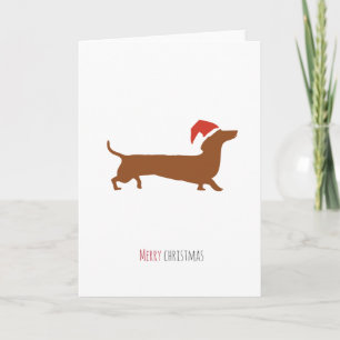 Cute Santa Dachshund-kerstkaart Feestdagen Kaart