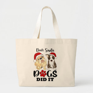 Cute Santa Dogs Grote Tote Bag