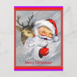Cute Santa en Rudolph Cheerful Kerstmis Briefkaart