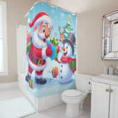 Cute Santa en Snowman Douchegordijn (In situ)