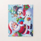 Cute Santa en Snowman Legpuzzel (Verticaal)