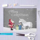 Cute Santa en Unicorn Merry Kerstmis Tissuepapier (Craft)
