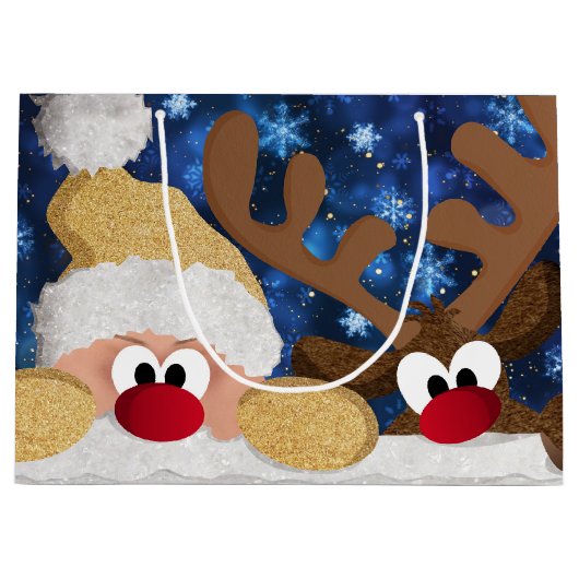 Cute Santa en Zijn rendier Groot Cadeauzakje (Voorkant)