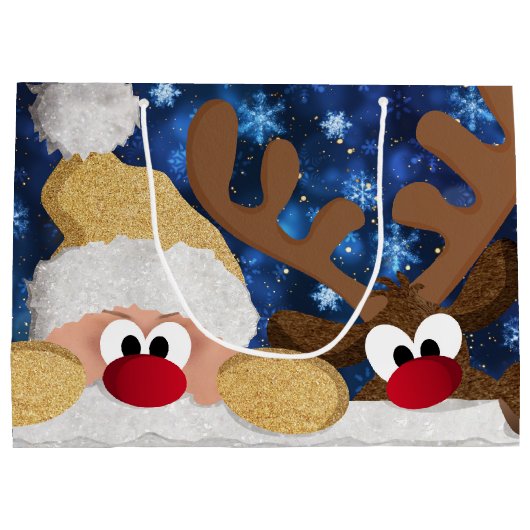 Cute Santa en Zijn rendier Groot Cadeauzakje (Achterkant)