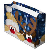 Cute Santa en Zijn rendier Groot Cadeauzakje (Achterkant Gekanteld)