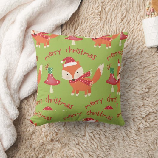 Cute Santa Fox Merry kerst Kussen (Deken)