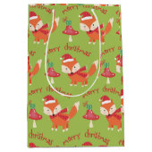Cute Santa Fox Merry kerst Medium Cadeauzakje (Voorkant)