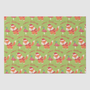 Cute Santa Fox Merry kerst Tissuepapier