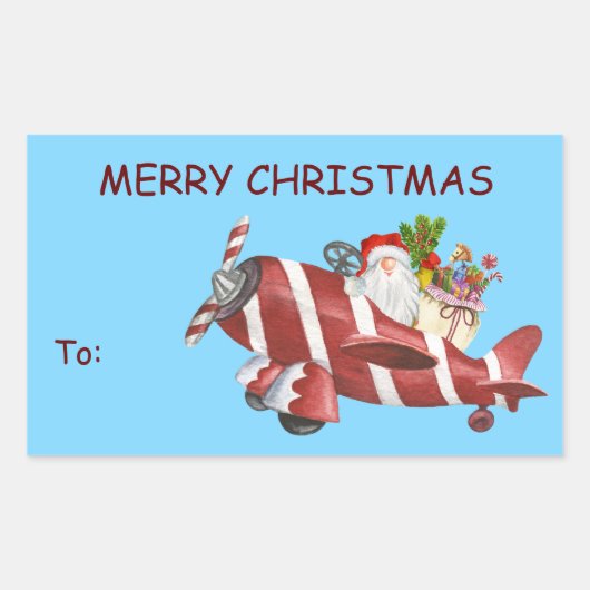 Cute Santa Gnome Airplane Delivery Gift Label (Voorkant)