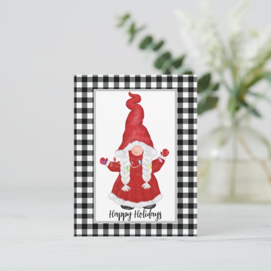 Cute Santa Gnome Holiday Kaart (Staand voorkant)