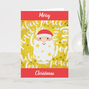 Cute Santa Gold Star Kerstkerstkerstkerstkerstkers Feestdagen Kaart