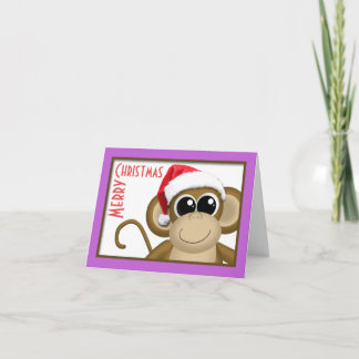 Cute Santa Hat Monkey "Merry Christmas" Card Feestdagen Kaart