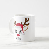 Cute Santa Hat Reindeer Kerstmis Mok (Voorkant links)