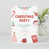 Cute Santa Holiday Kid Christmas Party Invitations (Debout devant)