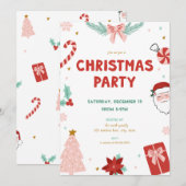 Cute Santa Holiday Kid Christmas Party Invitations (Devant / Derrière)