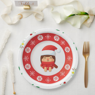 Cute Santa Holiday Paper Plate Papieren Bordje