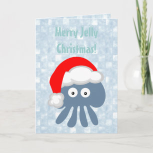 Cute Santa Jellyfish Merry Jelly kerst Feestdagen Kaart
