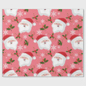 Cute Santa Kerstmis Pattern Cadeaupapier (Vlak)