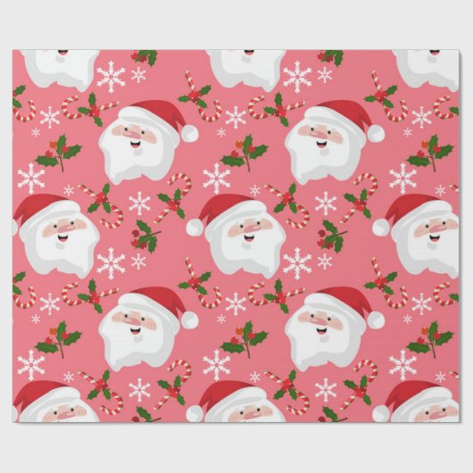 Cute Santa Kerstmis Pattern Cadeaupapier (Vlak)
