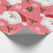 Cute Santa Kerstmis Pattern Cadeaupapier (Hoek)