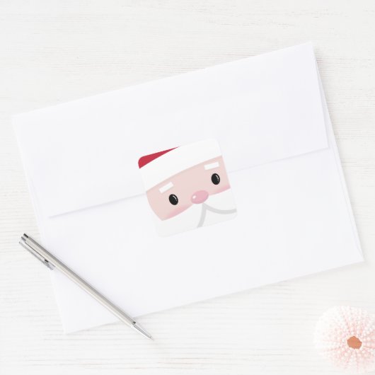 Cute Santa Klaus Face Vierkante Sticker (Envelop)