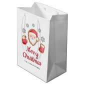 Cute Santa Merry Kerstmis Medium Cadeauzakje (Achterkant Gekanteld)
