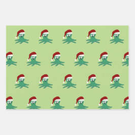 Cute Santa Octopus Inpakpapier Vel