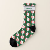 Cute Santa Pattern Persoonlijke naam Kerstmis Sokken (Links - buitenkant)