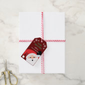 Cute Santa Peeping Red Cadeaulabel (Met Touw)