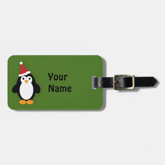 Cute Santa Penguin Bagagelabel (Voorkant horizontaal)